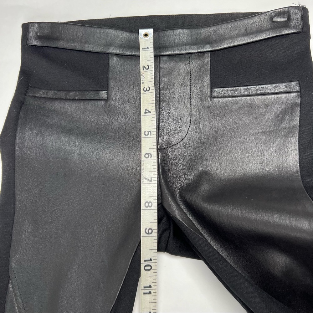 OWO Helmut Lang - Black Lambskin Leather & Cotton Combo Pull on Leggings, Size 2 - Picture 10 of 16